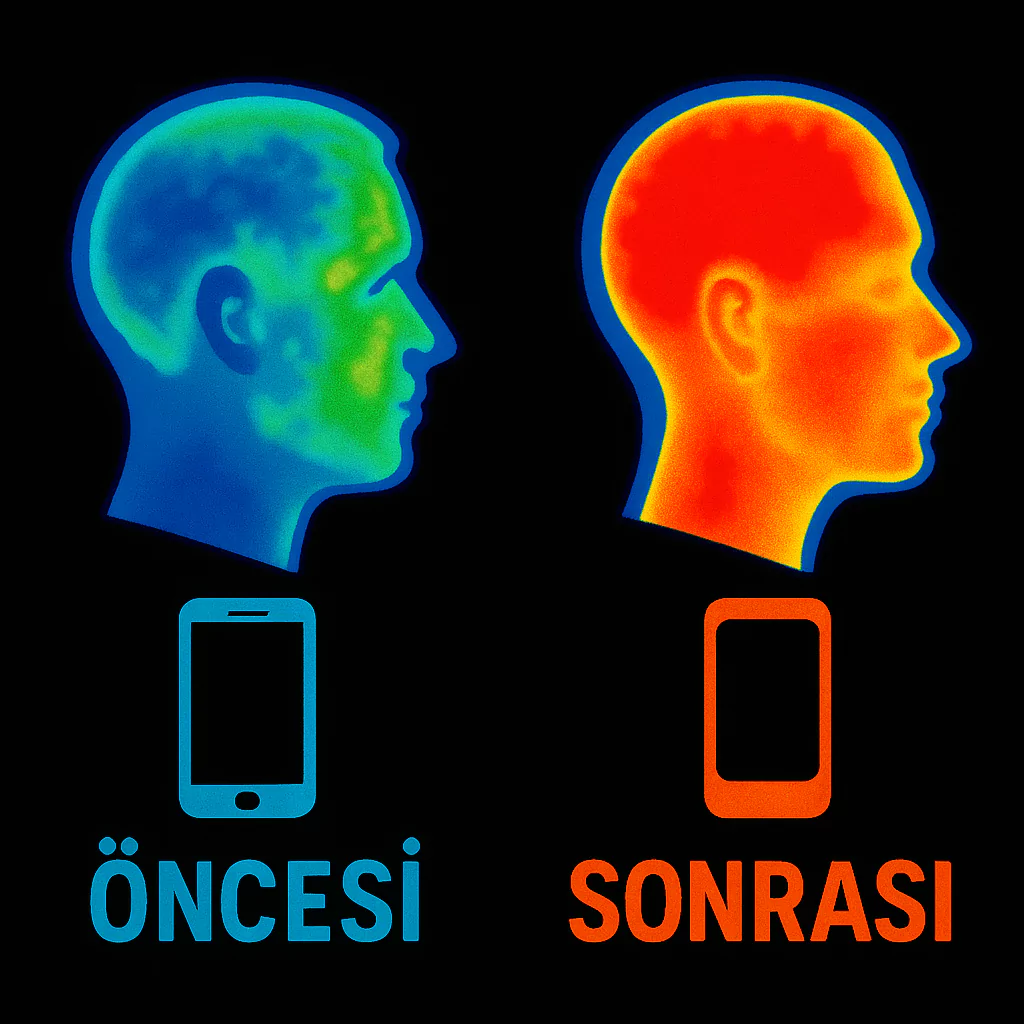 Görsel: 15 Dakika Telefon Kullanmanın Beynin Isı Haritasına Etkisi