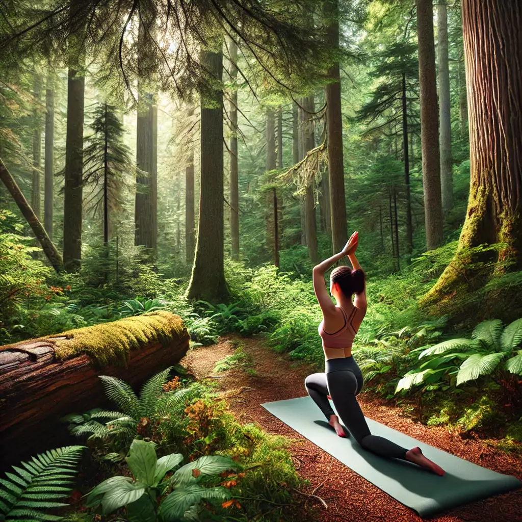 Ruh Sağlığı İçin Doğayla Bağlantı Kuran ve Yoga Yapan Bir Kadın