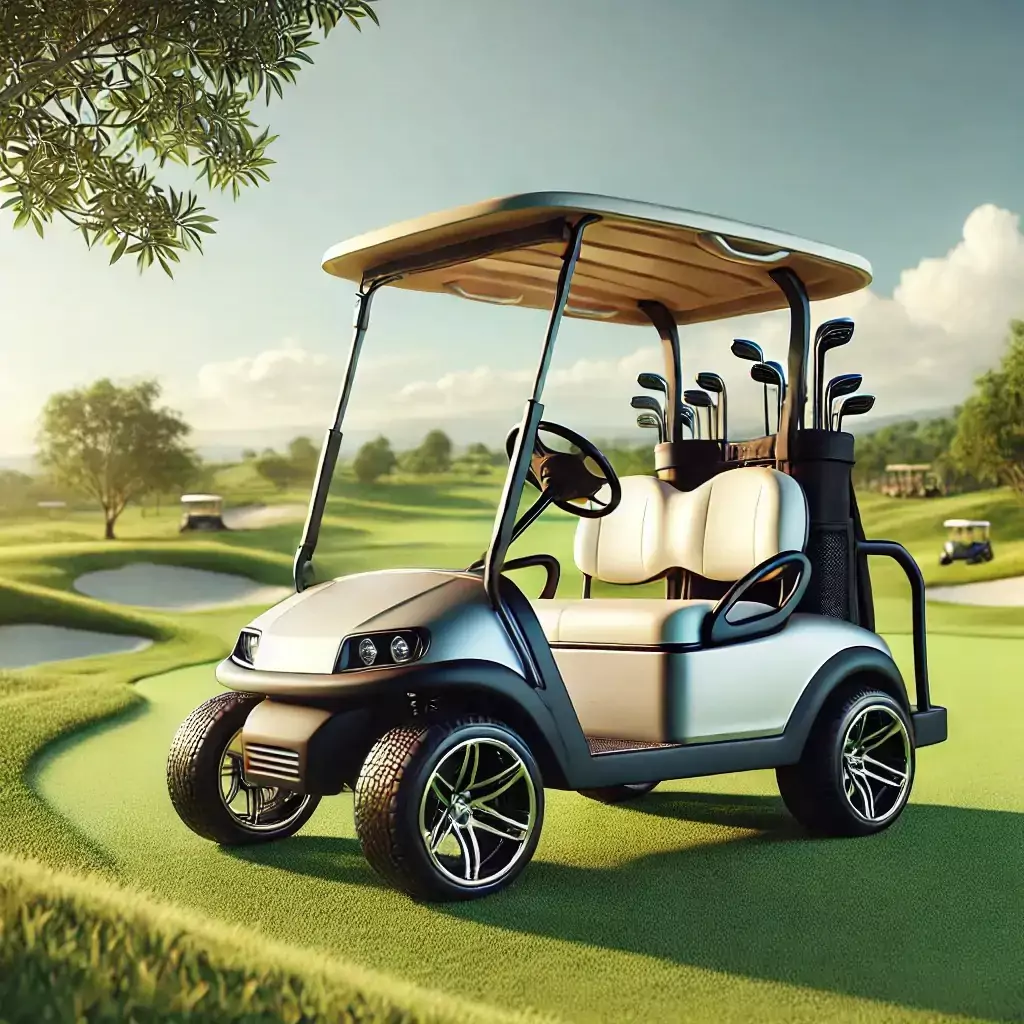 Görsel: Golf Sahasına Park Edilmiş Lüks Tasarımlı Golf Arabası