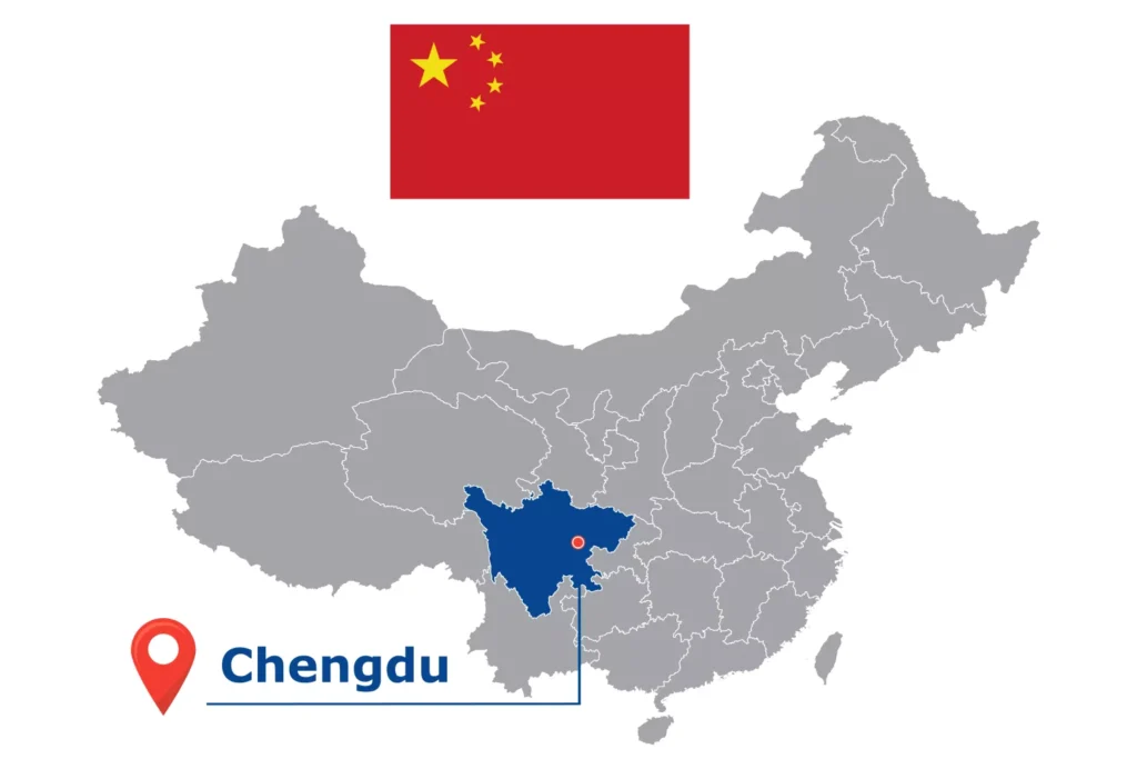 Görsel: Chengdu'nun Çin İçindeki Konumu (© iStock.com / kesamsak)