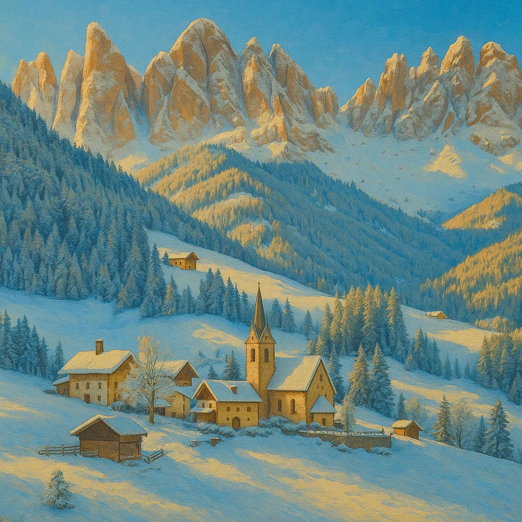 Görsel: St. Magdalena Köyü, Dolomitler / İtalya