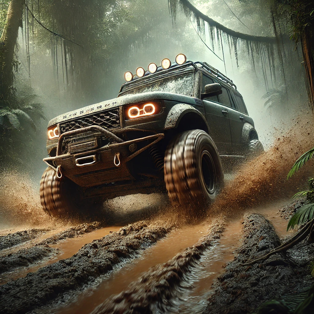 Görsel: Çamurlu Off-Road Yolda Seyahat Eden Bir SUV