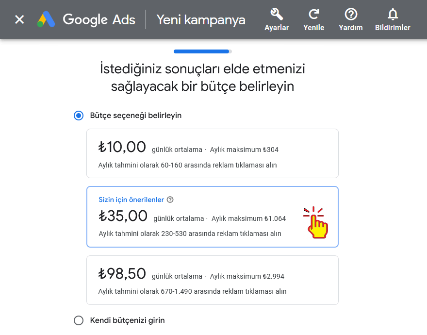 Görsel: Google Ads Kampanyasında Bütçe Belirlemek