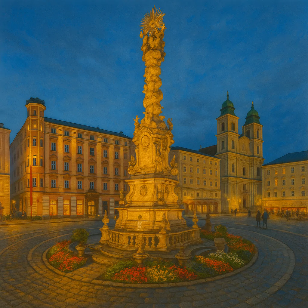 Görsel: Ana Meydan (Hauptplatz) ve Teslis Sütunu, Linz / Avusturya