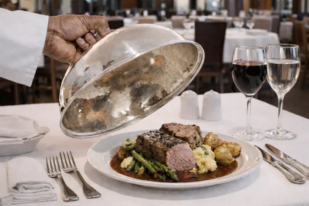 Görsel: Lüks Fine-Dining Restoranında Yemeğin Servis Edilme Anı