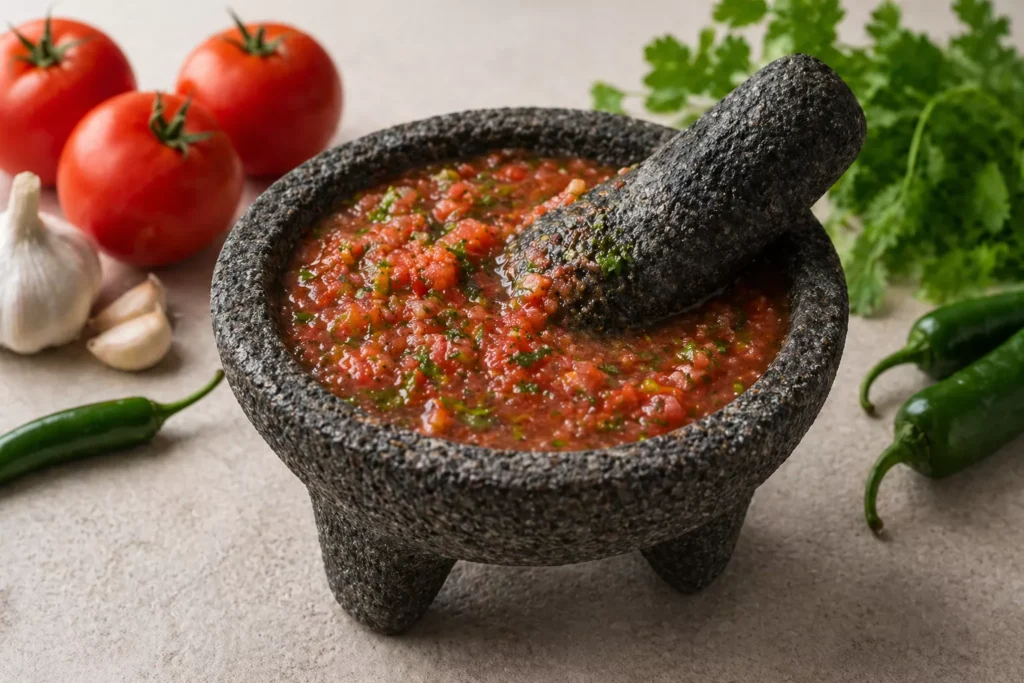 Görsel: Molcajete İçinde Meksika Salsa Sosu Hazırlama Anı