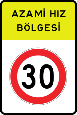 Görsel: Azami Hız Bölgesi (TT-29b) Trafik Levhası
