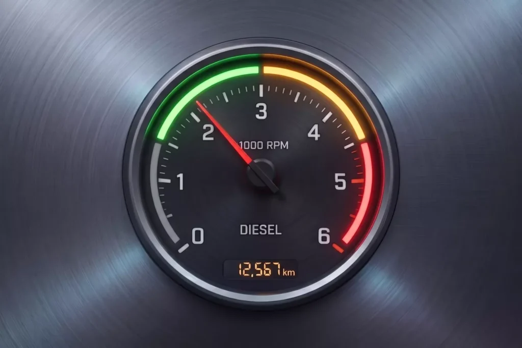 Görsel: Dizel Araçlarda Güvenli ve Tehlikeli Aralıkları Gösteren Devir Göstergesi