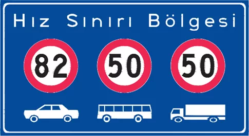 Görsel: Hız Sınırı Bölgesi (B-64) Trafik Levhası