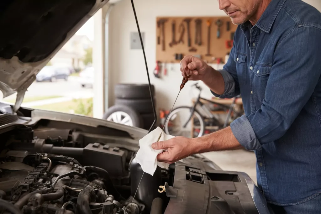 Görsel: Yağ Çubuğu İle Araç Motor Yağı Seviyesinin Kontrol Edilmesi