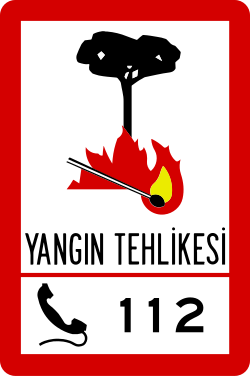 Görsel: Yangın Tehlikesi (B-42) Trafik Levhası
