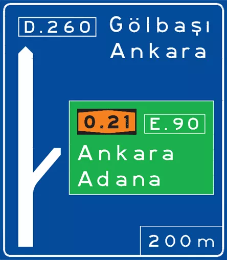 Görsel: Kavşak Öncesi Yön Levhası (B-1a) Trafik Levhası