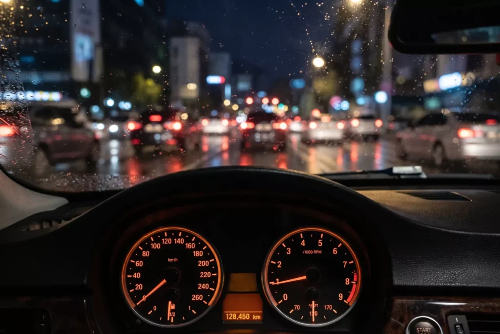 Görsel: Yağmurlu Bir Akşamda Stresli ve Yoğun Şehir İçi Trafiği